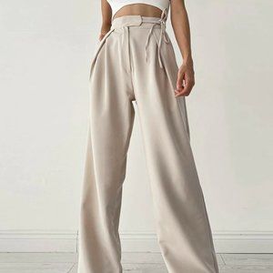 Commense Palazzo Tied Wide Leg Dress Pants
